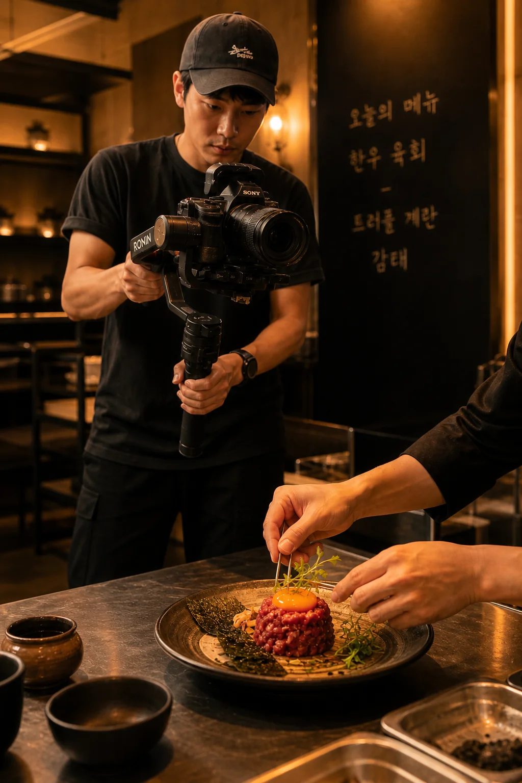 성수 수제버거 매장 숏폼 촬영 장면